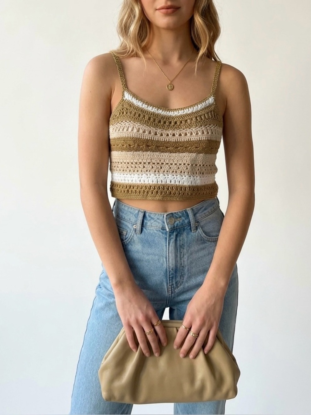 Francesca's multicolored crochet tank top Size M #crop #summer #festival